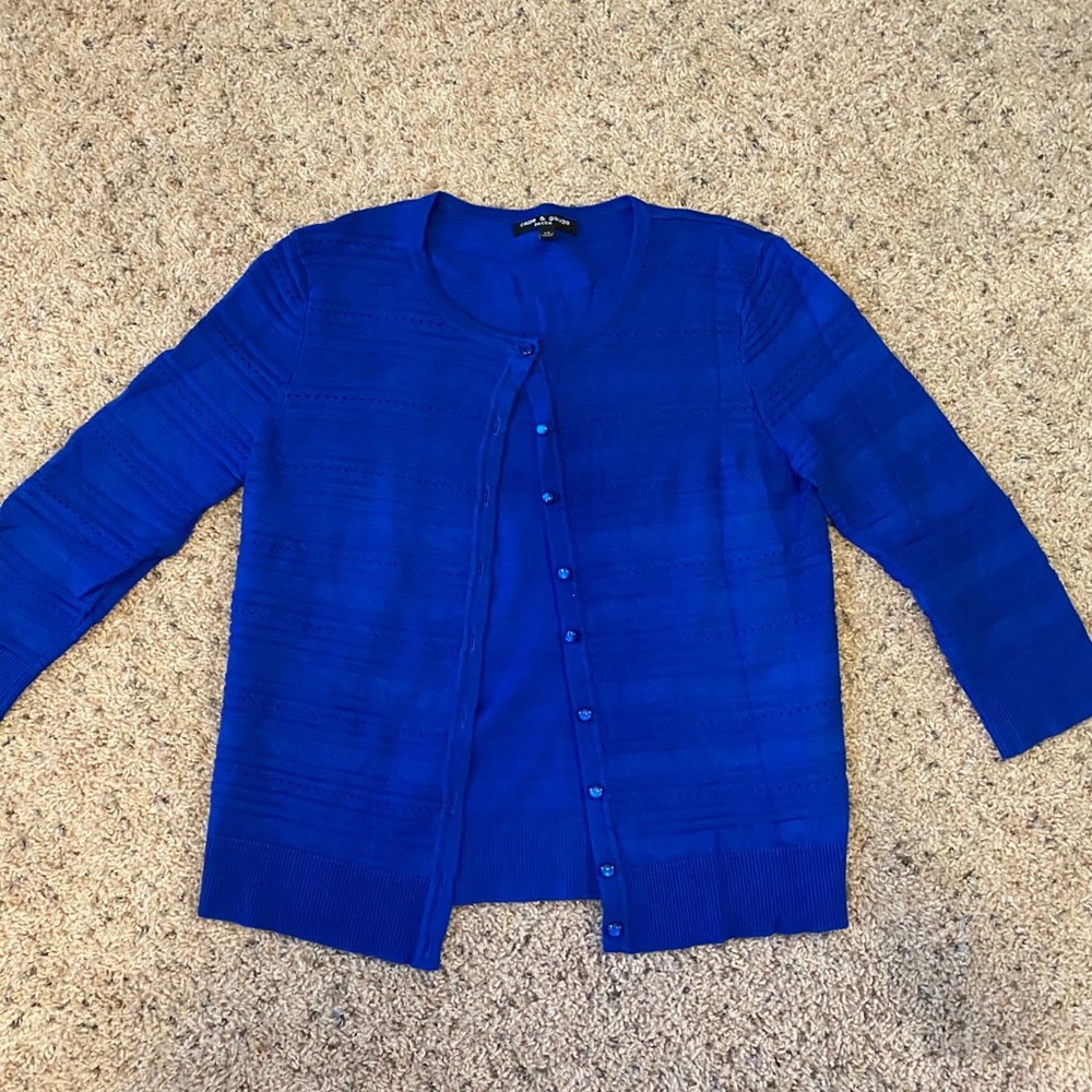 Cable and Gauge Cardigan - Blue - PS